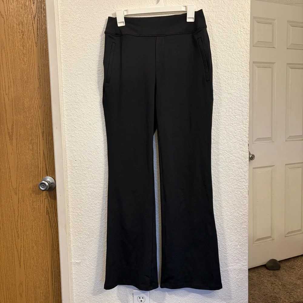 Halara Full Length Black Work Pants Women Medium M Stretch Relaxed Leg/Wide Leg